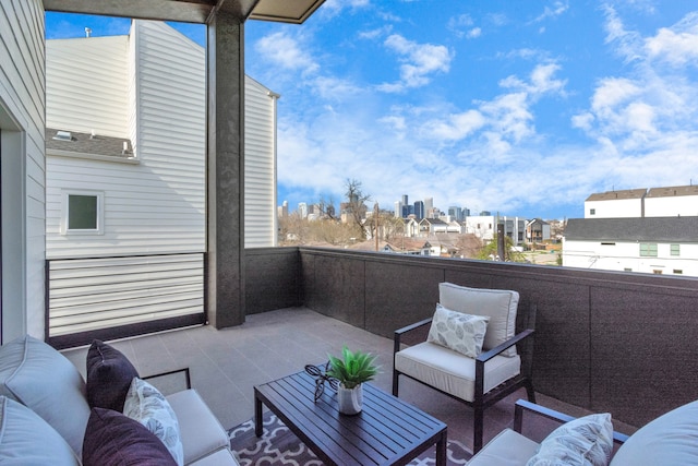 balcony featuring an outdoor living space