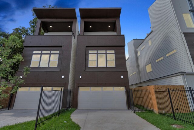 contemporary home with a garage