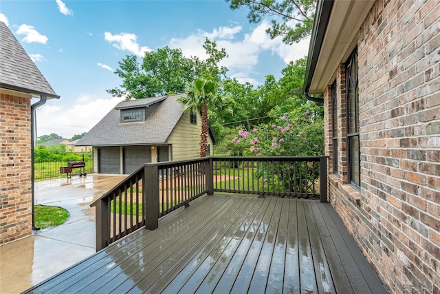 wooden deck featuring a patio