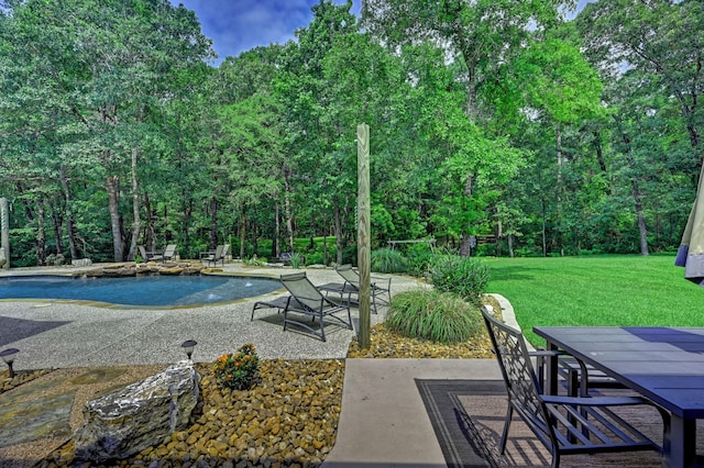 exterior space featuring a yard and a patio