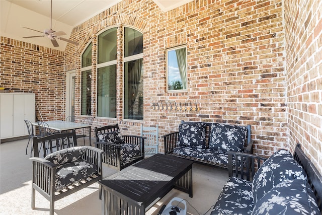 view of patio / terrace with outdoor lounge area and ceiling fan