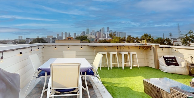 exterior space featuring an outdoor bar