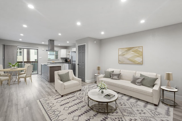 living room featuring light hardwood / wood-style flooring