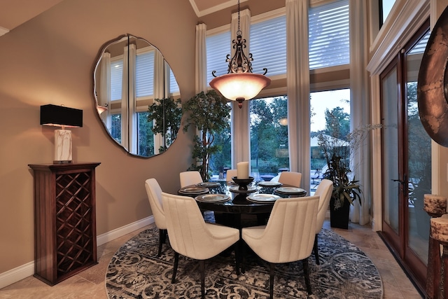 dining room with light tile patterned flooring