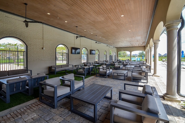 view of patio / terrace with outdoor lounge area and ceiling fan