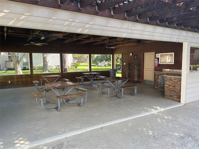 view of patio featuring a pergola