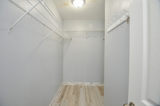 walk in closet featuring wood-type flooring