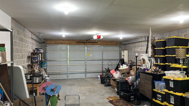 garage with a garage door opener