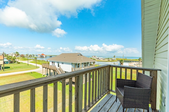 balcony with a water view