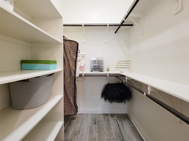 spacious closet with hardwood / wood-style floors