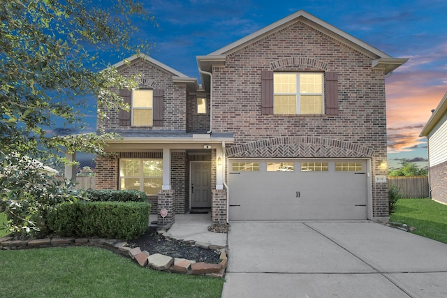 view of front property with a garage