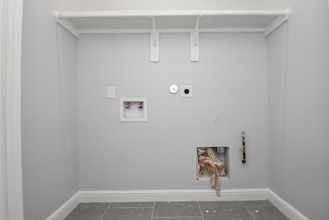 laundry room with hookup for an electric dryer, washer hookup, laundry area, and hookup for a gas dryer
