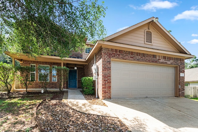 view of front of property with a garage