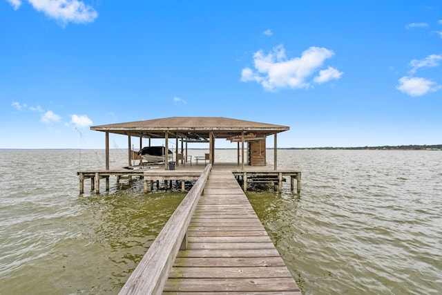 dock area featuring a water view