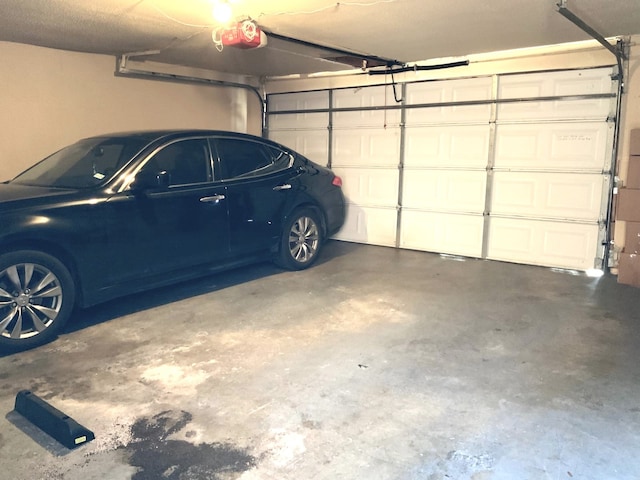 garage with a garage door opener