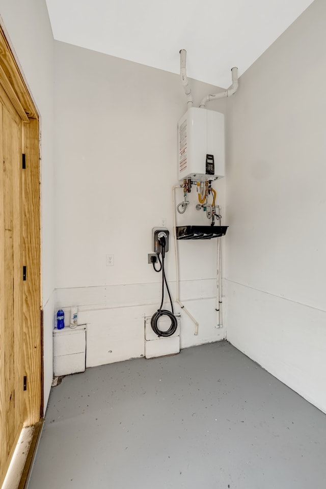 garage with water heater