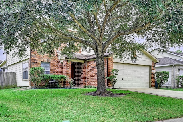 single story home with a front lawn and a garage