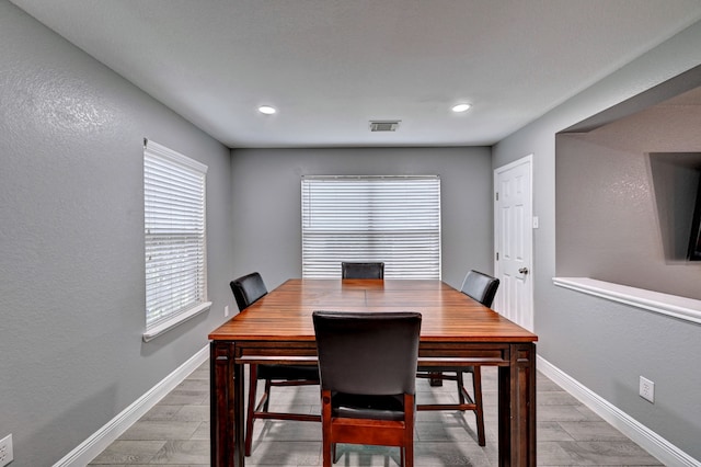 dining area featuring light hardwood / wood-style flooring