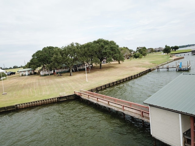 dock area featuring a water view