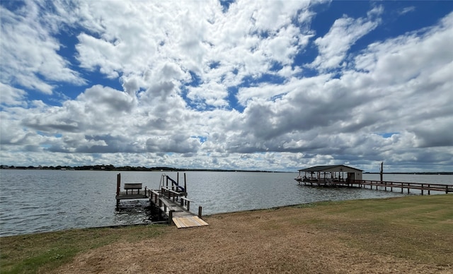 dock area featuring a water view