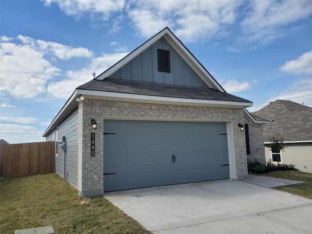 exterior space with a garage