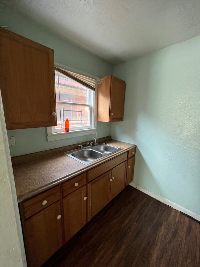 kitchen with dark wood-type flooring and sink