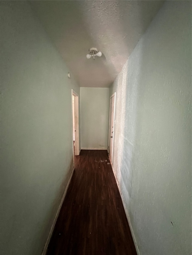 hallway with dark hardwood / wood-style floors