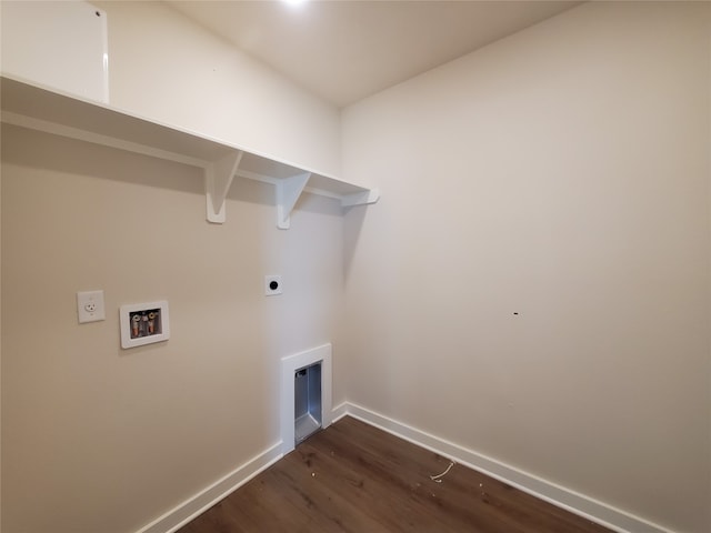 laundry area featuring washer hookup, dark hardwood / wood-style floors, and hookup for an electric dryer