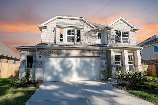 view of front of house with a garage