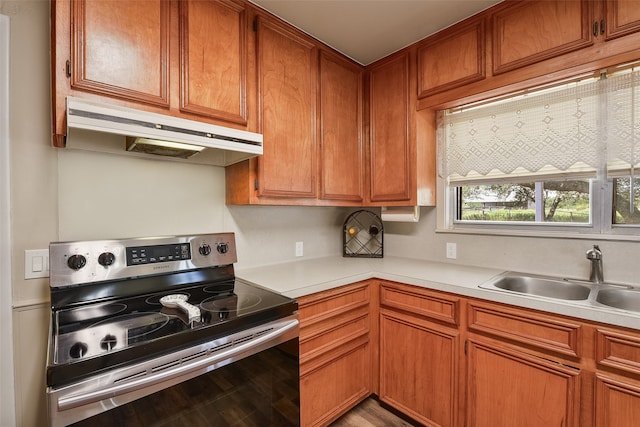 kitchen featuring sink and electric range