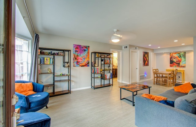 living room featuring light hardwood / wood-style flooring