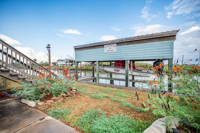 view of dock featuring a water view