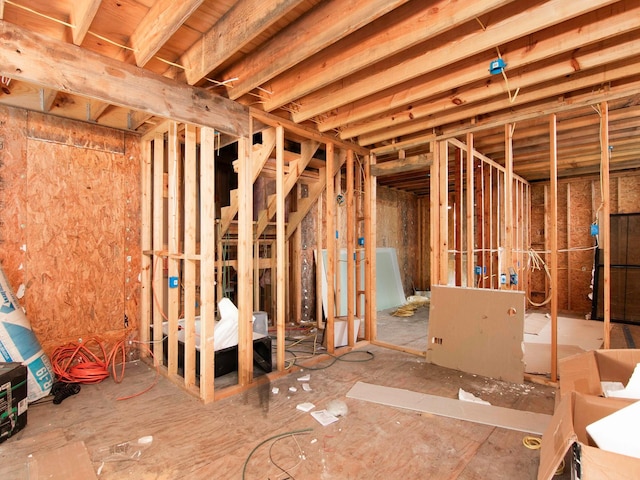 view of unfinished basement