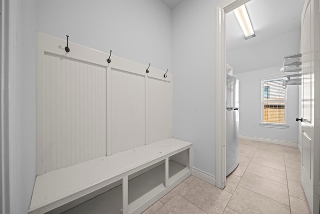 mudroom featuring light tile patterned floors