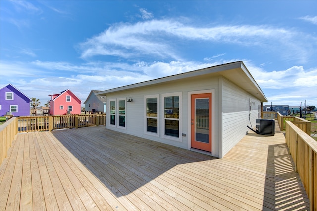 wooden deck with central AC