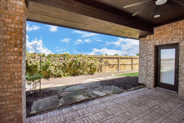 view of patio with ceiling fan