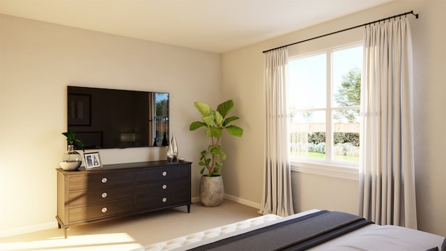 carpeted bedroom with multiple windows