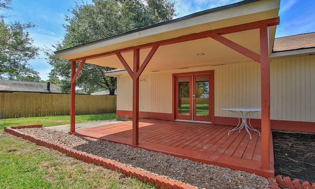 deck featuring french doors