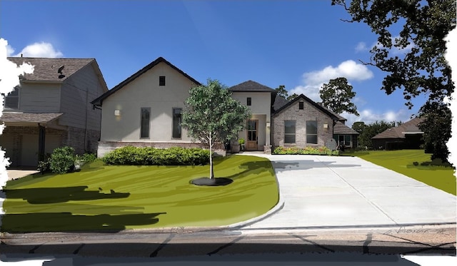 view of front of home featuring a front lawn