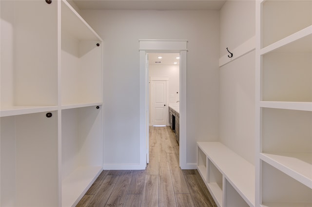 mudroom featuring wood-type flooring