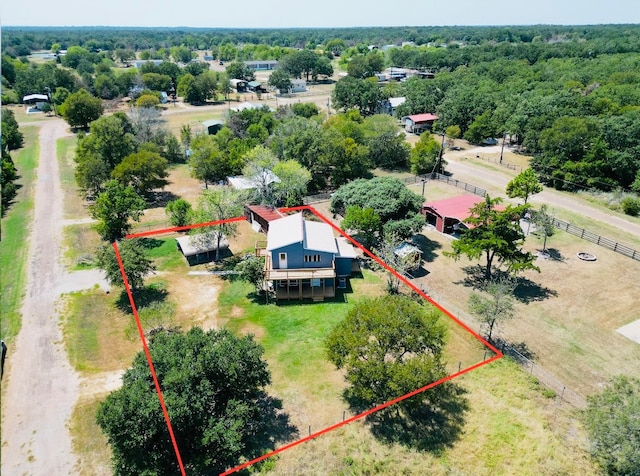 aerial view with a rural view