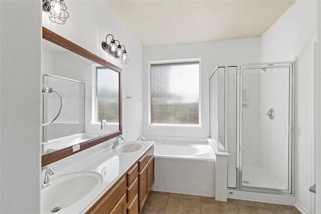 23307 W Pine Ivy Ln, Tomball, TX 77375 - full bath featuring healthy amount of natural light, tile patterned flooring, and a shower stall