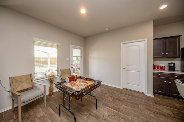 interior space with dark hardwood / wood-style flooring