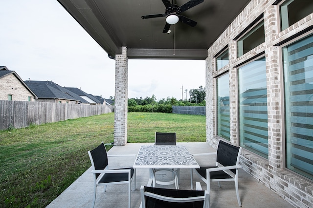 view of patio with ceiling fan