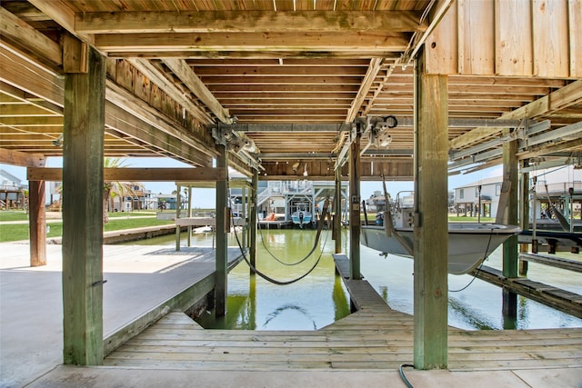 view of dock featuring a water view