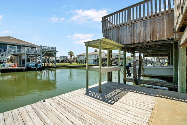 view of dock featuring a water view