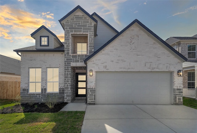 view of front of house with a garage