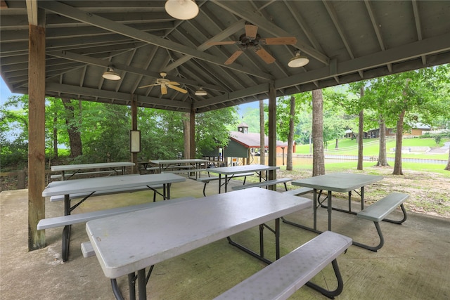 view of patio with ceiling fan