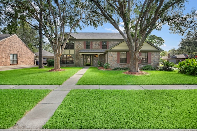 view of front of home featuring a front lawn