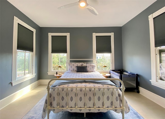 bedroom featuring ceiling fan